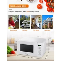COMMERCIAL CHEF 0.7 Cu. Ft. Countertop Microwave with Digital Display White Microwave with 10 Power Levels