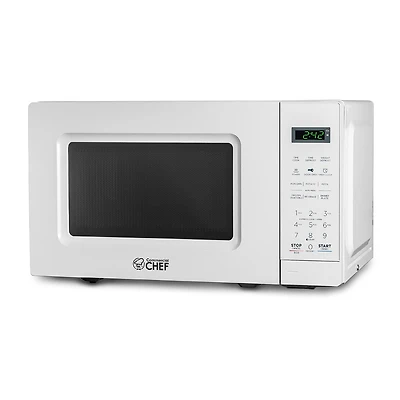 COMMERCIAL CHEF 0.7 Cu. Ft. Countertop Microwave with Digital Display White Microwave with 10 Power Levels