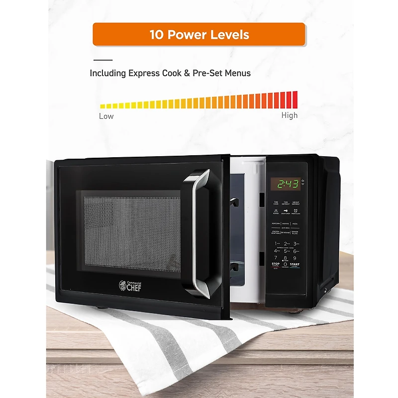 COMMERCIAL CHEF Cu. Ft. Countertop Microwave with Touch Controls & Digital Display & 10 Power Levels