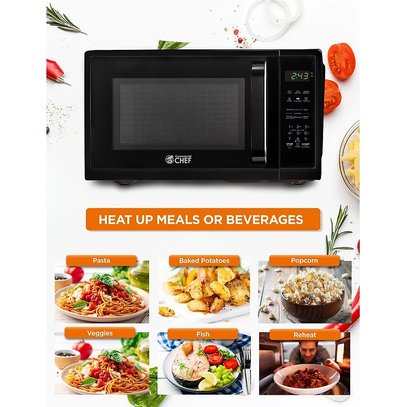 COMMERCIAL CHEF Cu. Ft. Countertop Microwave with Touch Controls & Digital Display & 10 Power Levels