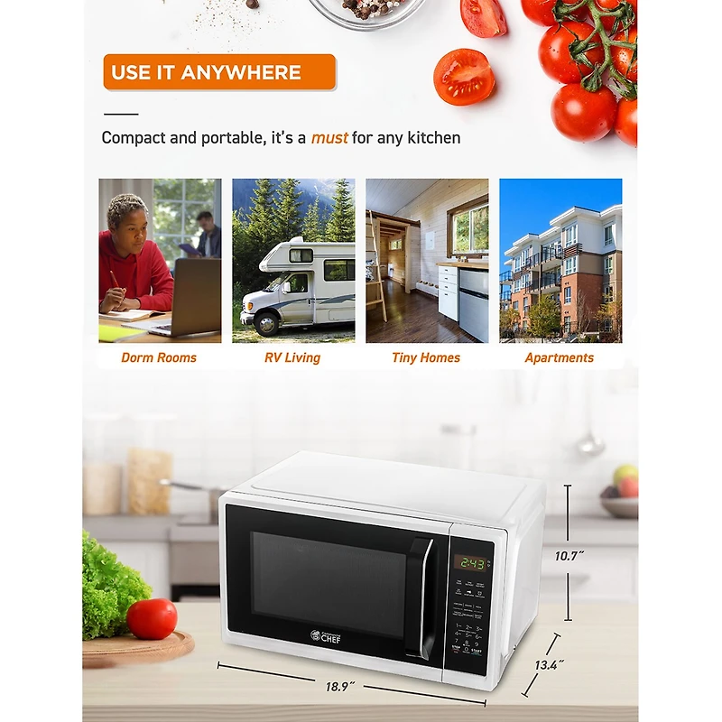 COMMERCIAL CHEF Cu. Ft. Countertop Microwave with Digital Display Microwave & 10 Power Levels