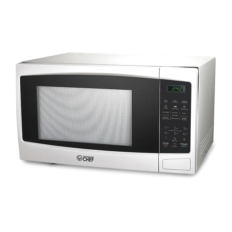 COMMERCIAL CHEF 1.1 Cu. Ft. Countertop Microwave with Digital Display White Microwave & 10 Power Levels
