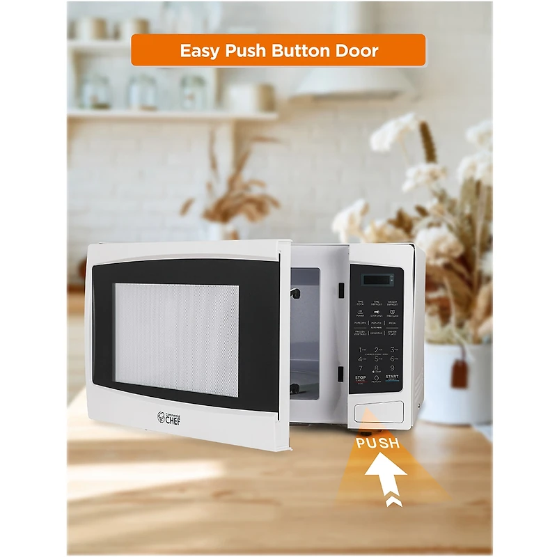 COMMERCIAL CHEF 1.1 Cu. Ft. Countertop Microwave with Digital Display White Microwave & 10 Power Levels