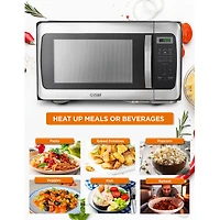 COMMERCIAL CHEF Cu. Ft. Countertop Microwave with Digital Display Stainless Steel Microwave & 10 Power Levels