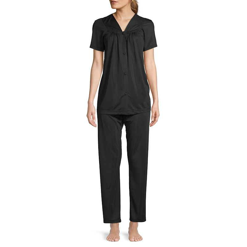 Lissome Womens V-Neck Short Sleeve 2-pc. Pajama Set