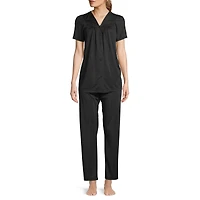 Lissome Womens V-Neck Short Sleeve 2-pc. Pajama Set