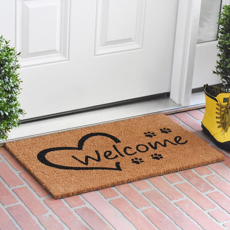 Calloway Mills Open Heart Paws Outdoor Rectangular Doormat