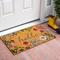 Calloway Mills Floral Hello Outdoor Rectangular Doormat