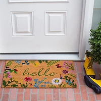 Calloway Mills Floral Hello Outdoor Rectangular Doormat