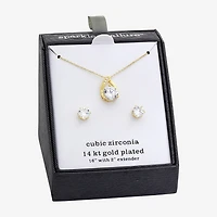 Sparkle Allure Womens Cubic Zirconia 14K Gold Over Brass Round 2-pc. Jewelry Set