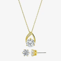 Sparkle Allure Womens Cubic Zirconia 14K Gold Over Brass Round 2-pc. Jewelry Set