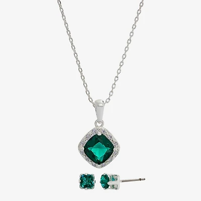 Sparkle Allure Womens Cubic Zirconia Pure Silver Over Brass Square 2-pc. Jewelry Set