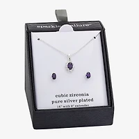 Sparkle Allure Womens Purple Cubic Zirconia Pure Silver Over Brass Flower 2-pc. Jewelry Set