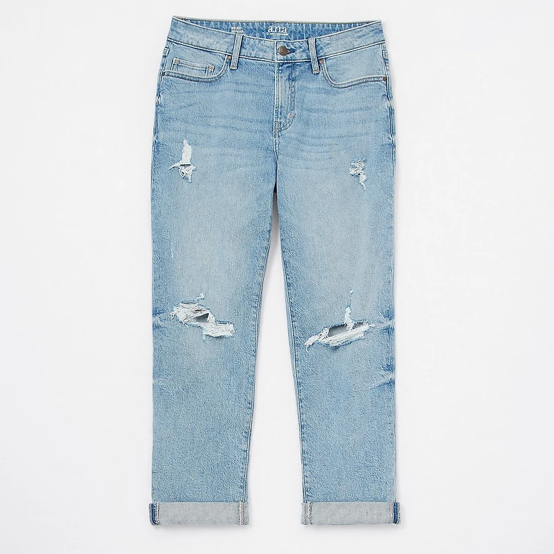 a.n.a Womens Mid Rise Boyfriend Jean