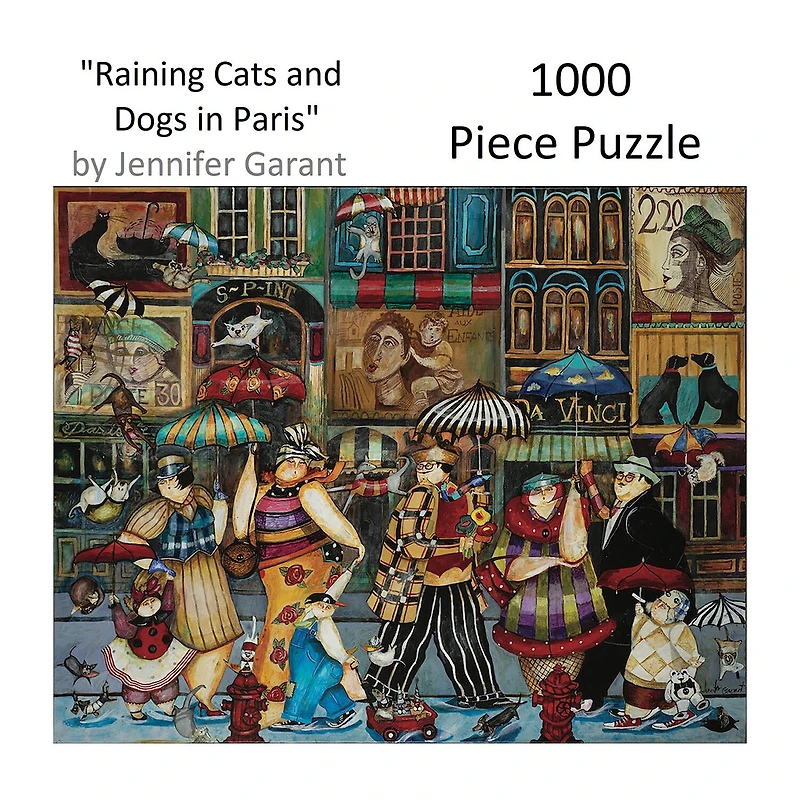 Hart Puzzles Raining Cats And Dogs In Paris By Jennifer Garant, 24 X 30 1000 Piece Puzzle