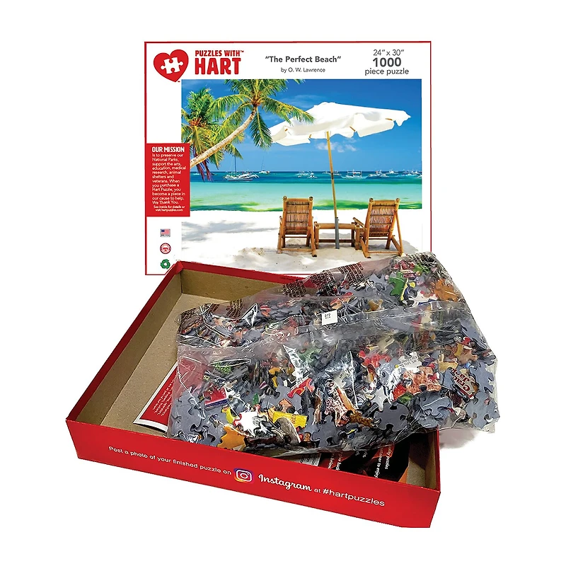Hart Puzzles The Perfect Beach By Ow Lawrence, 24 X 30 1000 Piece Puzzle