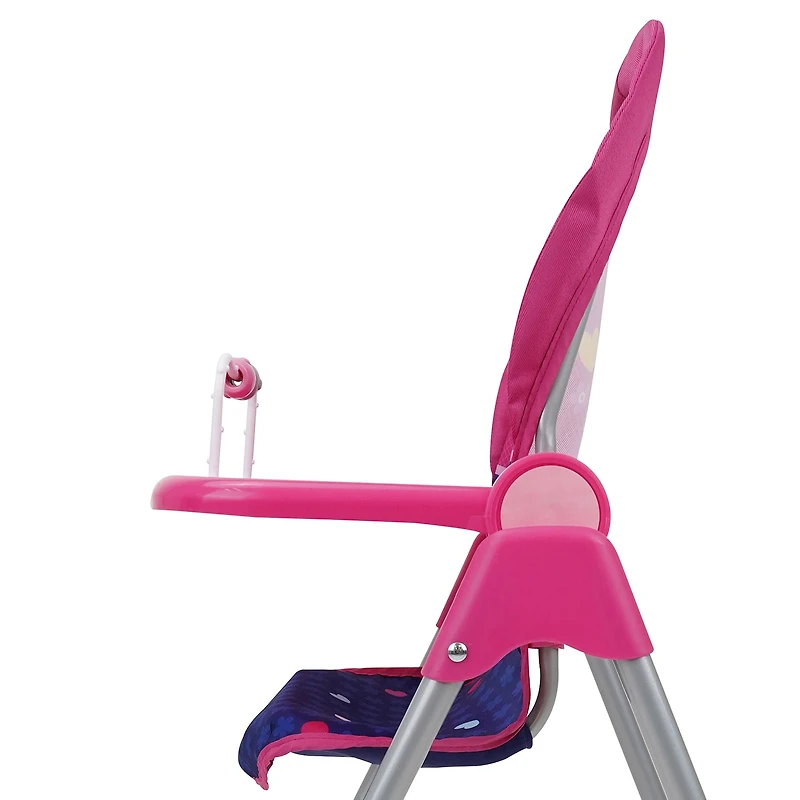 509 Unicorn Doll Highchair - Kids Pretend Play Highchair w/ Front Feeding Tray, Fits dolls up to 21"