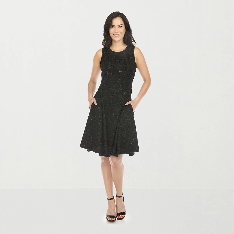 White Mark Womens Crew Neck Sleeveless Fit + Flare Dress