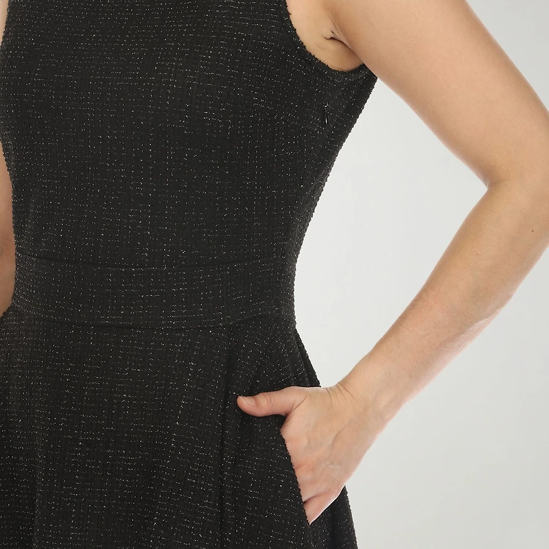 White Mark Womens Crew Neck Sleeveless Fit + Flare Dress
