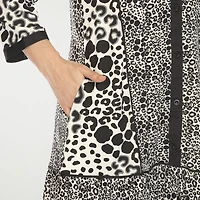 White Mark Womens V Neck 3/4 Sleeve Animal Shift Dress