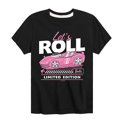 Lets Roll Big Kid Girls Crew Neck Short Sleeve Barbie T-Shirt