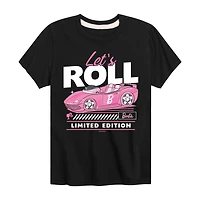 Lets Roll Big Kid Girls Crew Neck Short Sleeve Barbie T-Shirt