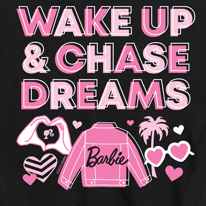 Wake Up Big Kid Girls Crew Neck Short Sleeve Barbie T-Shirt