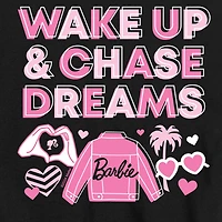 Wake Up Big Kid Girls Crew Neck Short Sleeve Barbie T-Shirt