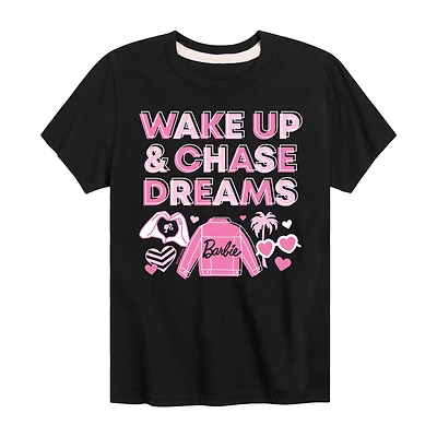 Wake Up Big Kid Girls Crew Neck Short Sleeve Barbie T-Shirt