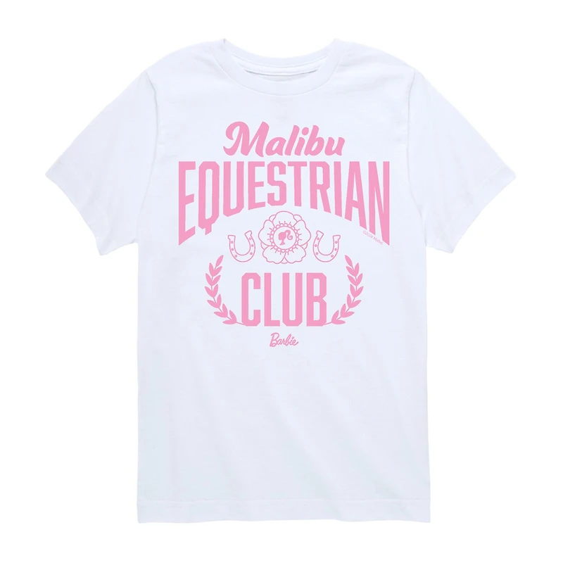 Equestrian Club Big Kid Girls Crew Neck Short Sleeve Classic Fit Barbie Graphic T-Shirt