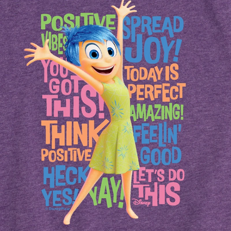 Joy Positive Words Big Kid Girls Crew Neck Short Sleeve Inside Out T-Shirt