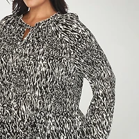 White Mark Womens Plus Split Tie Neck Long Sleeve Blouse