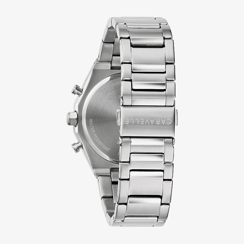 Caravelle Designed By Bulova Mens Silver Tone Stainless Steel Bracelet Watch 43a158