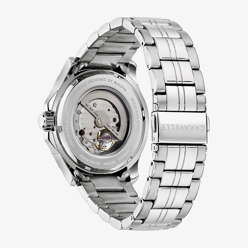 Caravelle Designed By Bulova Mens Silver Tone Stainless Steel Bracelet Watch 43a159