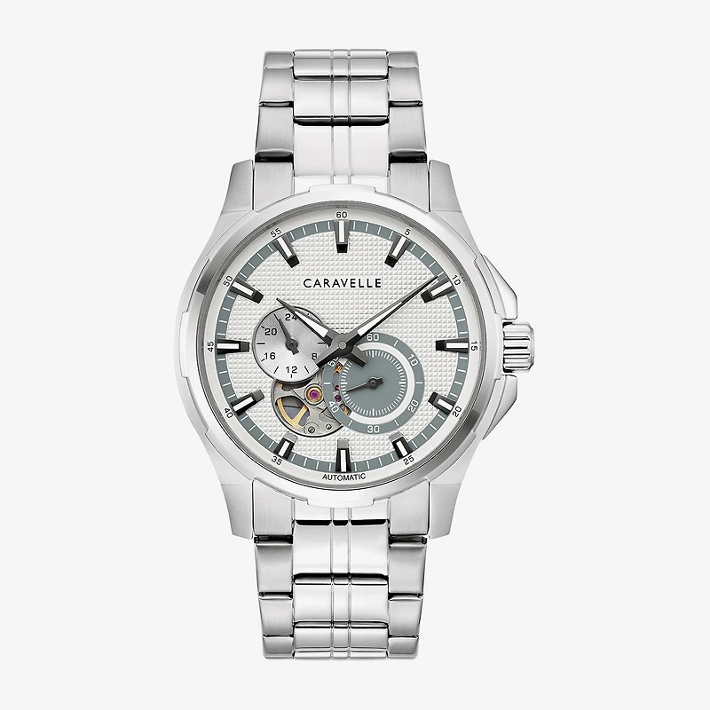 Caravelle Designed By Bulova Mens Silver Tone Stainless Steel Bracelet Watch 43a159