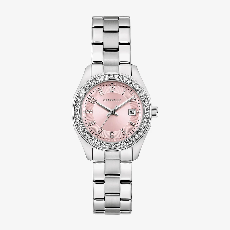 Caravelle Designed By Bulova Womens Silver Tone Stainless Steel Bracelet Watch 43m123
