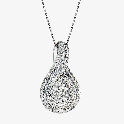 Diamond Blossom Womens 1 CT. T.W. Natural White Diamond 10K Gold Pear 18 Inch Pendant Necklace