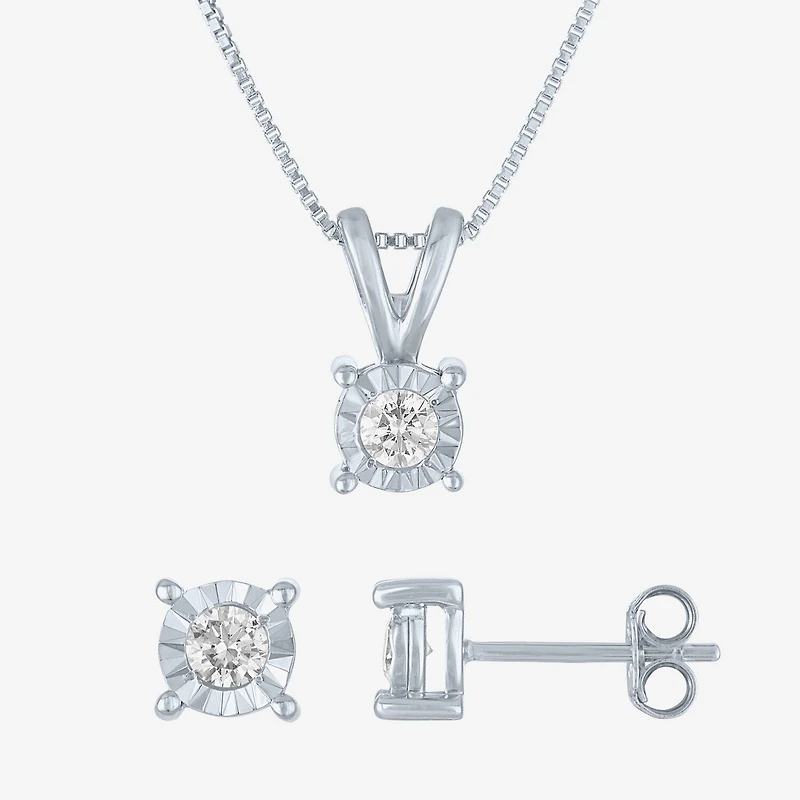 (G-H / I1-I2) Womens 1/3 CT. T.W. Lab-Grown Diamond Sterling Silver Round 2-pc. Jewelry Set
