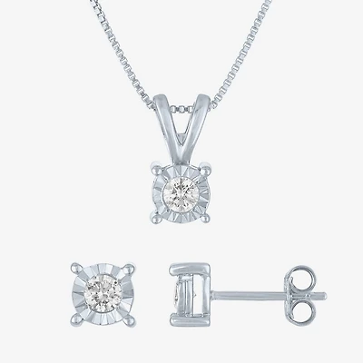 (G-H / I1-I2) Womens 1/3 CT. T.W. Lab-Grown Diamond Sterling Silver Round 2-pc. Jewelry Set