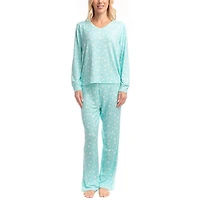 GoodNight Kiss Womens V-Neck Long Sleeve 2-pc. Pajama Set