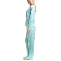 GoodNight Kiss Womens V-Neck Long Sleeve 2-pc. Pajama Set
