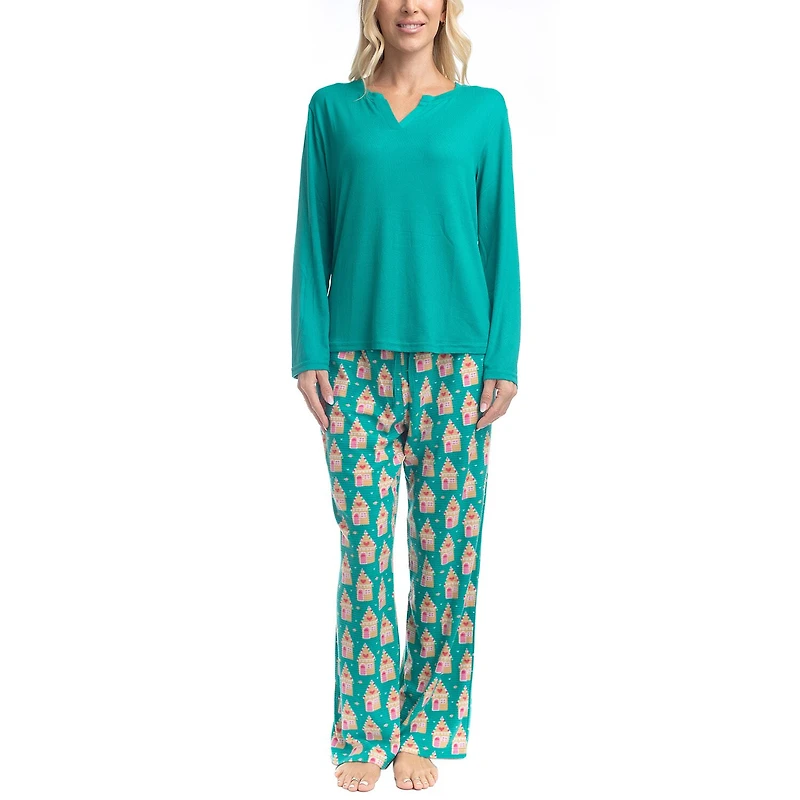 GoodNight Kiss Womens Long Sleeve 2-pc. Pajama Set