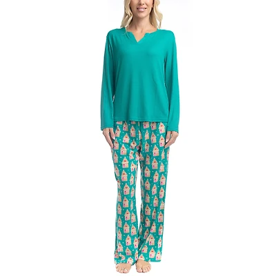 GoodNight Kiss Womens Long Sleeve 2-pc. Pajama Set