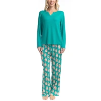 GoodNight Kiss Womens Long Sleeve 2-pc. Pajama Set