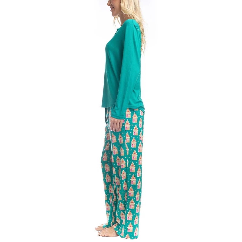 GoodNight Kiss Womens Long Sleeve 2-pc. Pajama Set