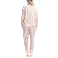 Ocean Pacific Womens V-Neck Long Sleeve 2-pc. Pajama Set