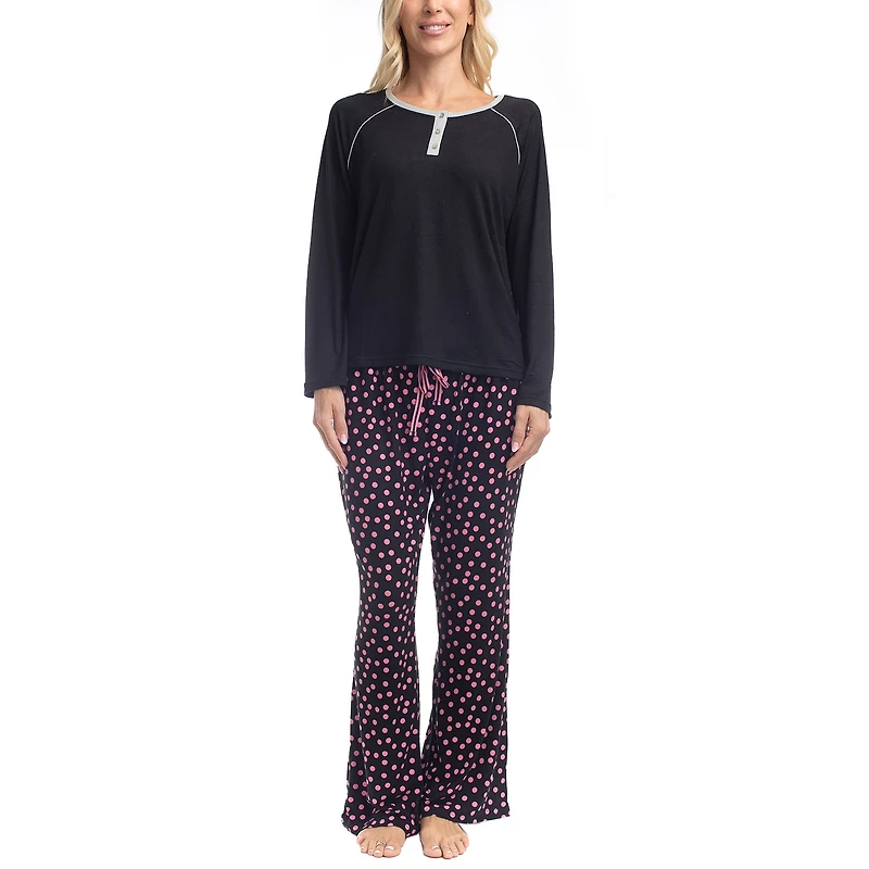 GoodNight Kiss Womens Long Sleeve 2-pc. Pajama Set