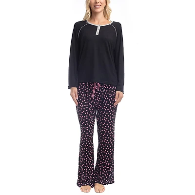 GoodNight Kiss Womens Long Sleeve 2-pc. Pajama Set