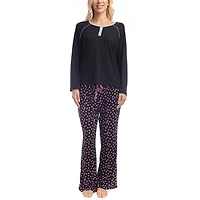 GoodNight Kiss Womens Long Sleeve 2-pc. Pajama Set