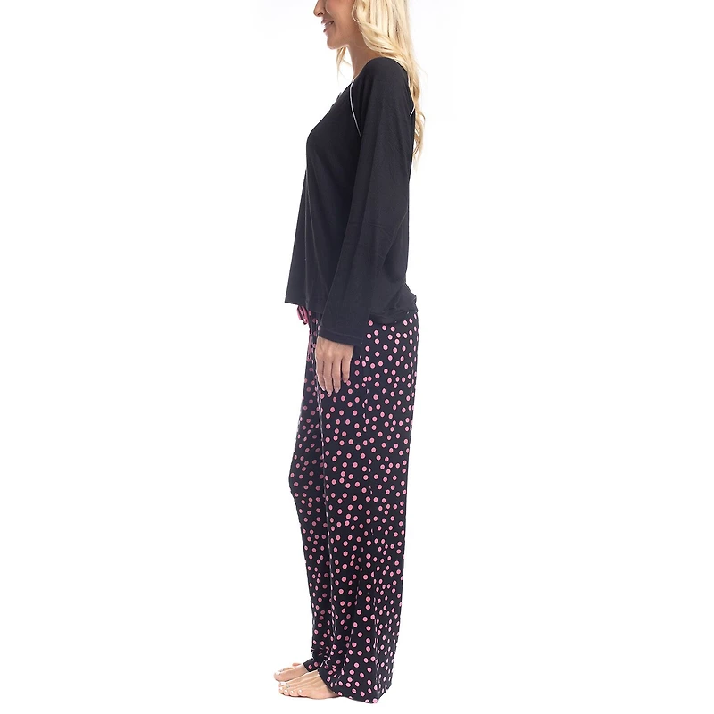 GoodNight Kiss Womens Long Sleeve 2-pc. Pajama Set